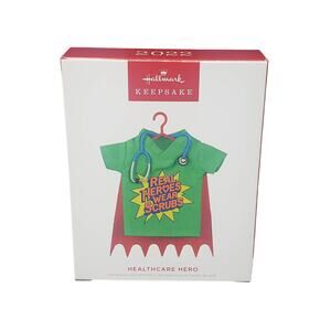 Healthcare Hero Scrubs Fabric Hallmark 2022 Keepsake Christmas Tree Ornament